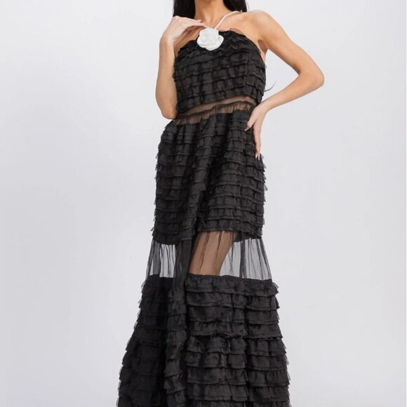Dresses & Skirts - RUFFLE TIERED FLOWER DETAILED MAXI DRESS